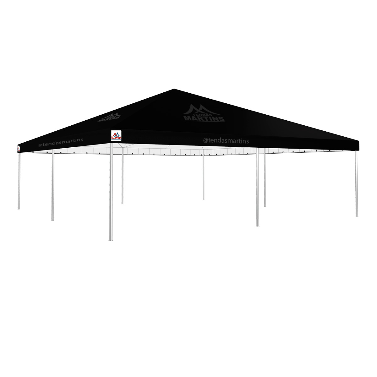 Tenda Piramidal 10x10m preto com estrutura galvanizada