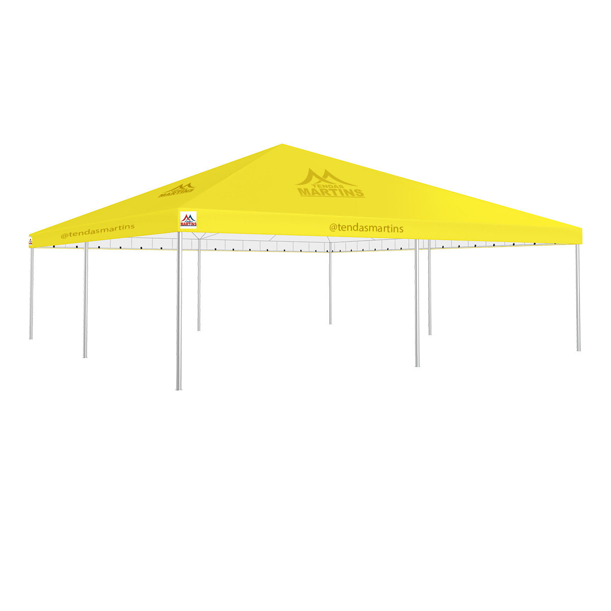 Tenda Piramidal 12x12m amarelo com estrutura galvanizada
