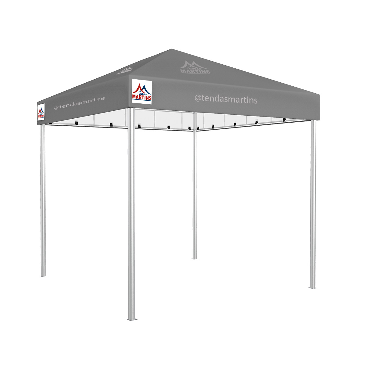 Tenda Piramidal 3x3m cinza com estrutura galvanizada