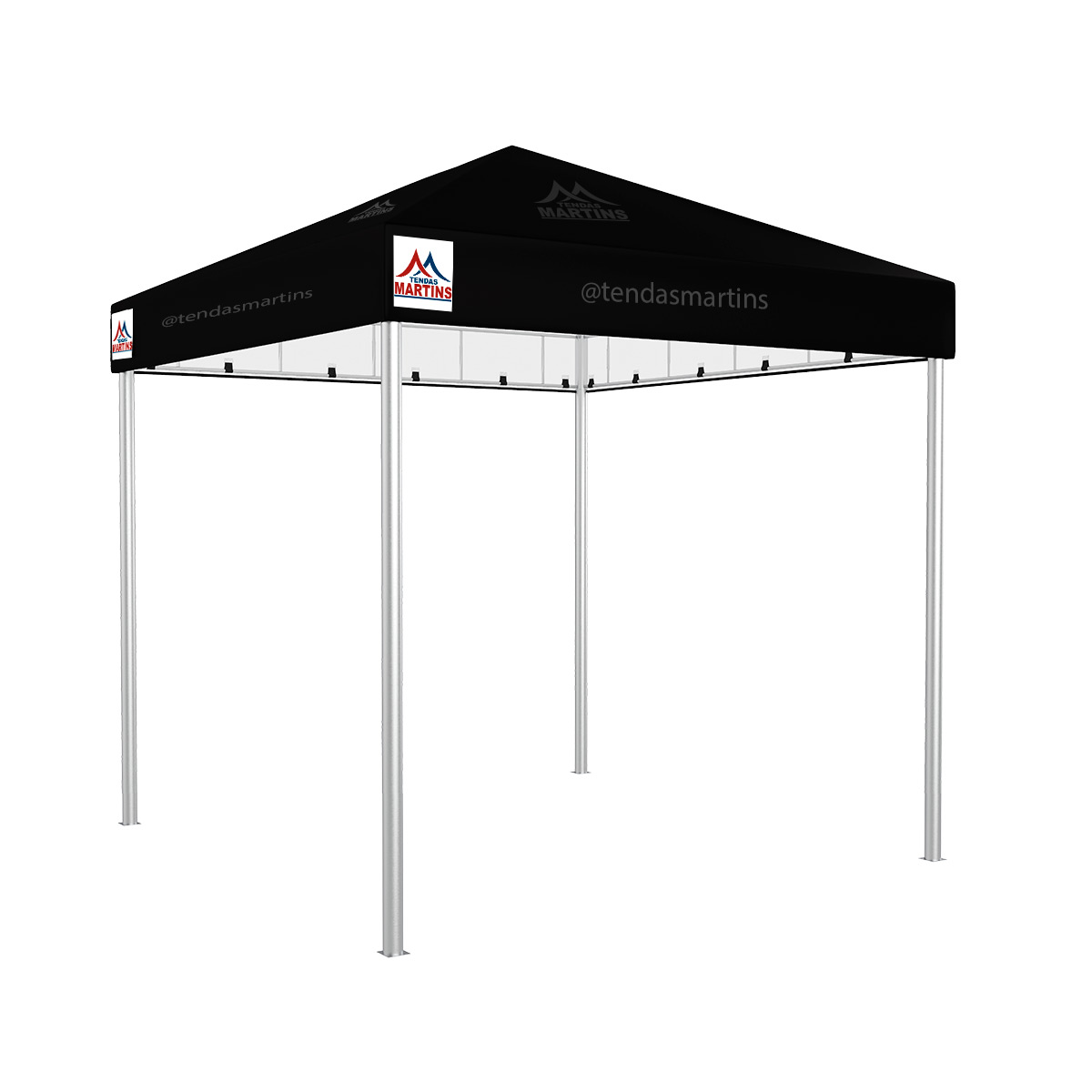 Tenda Piramidal 3x3m preto com estrutura galvanizada