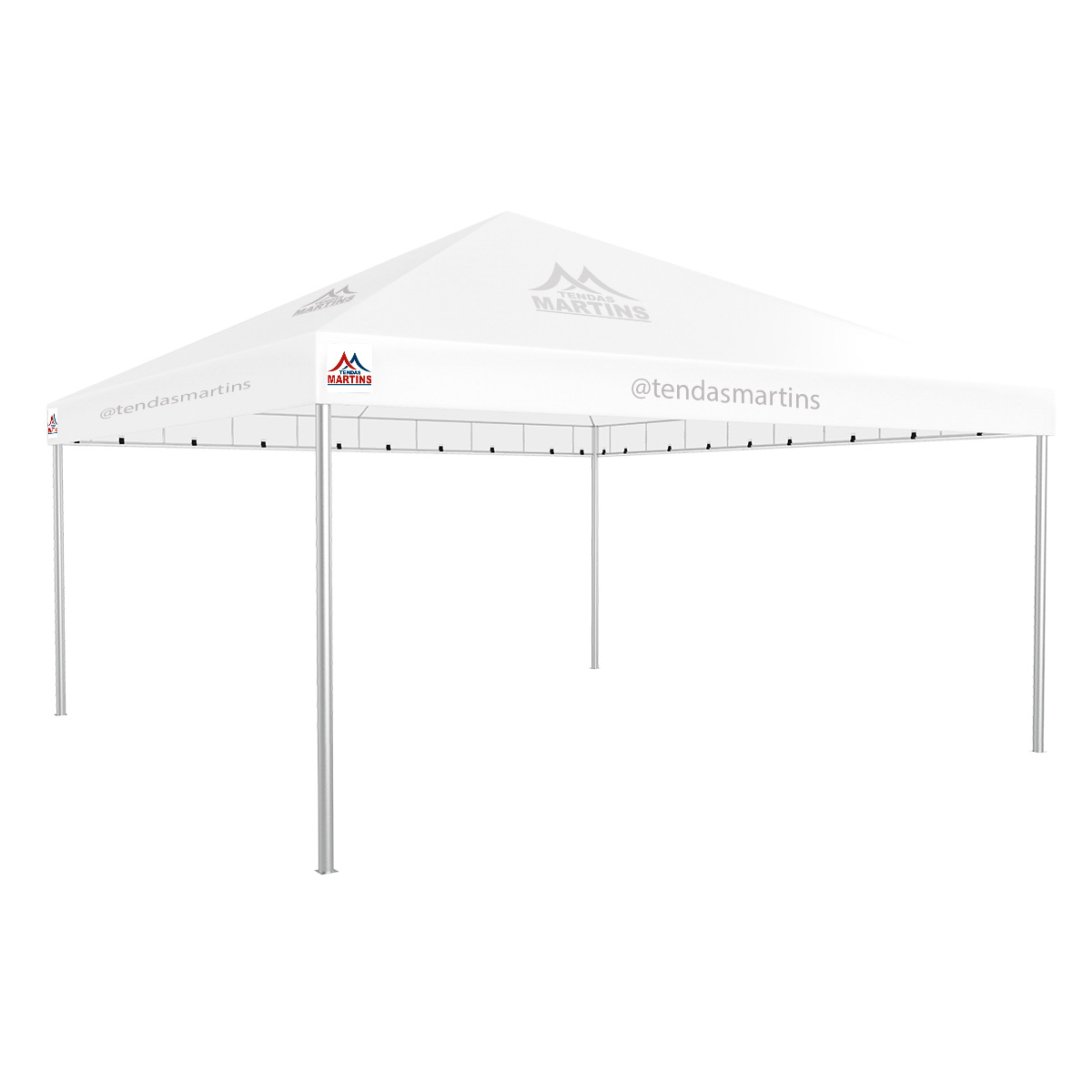 Tenda Piramidal 7x7m branco com estrutura galvanizada