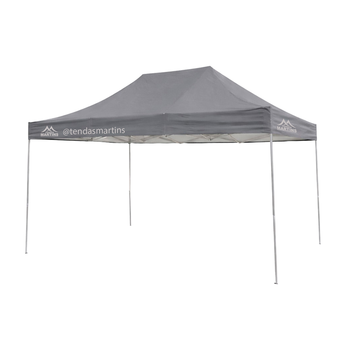 Tenda sanfonada reforçada 3x6m cinza com estrutura galvanizada